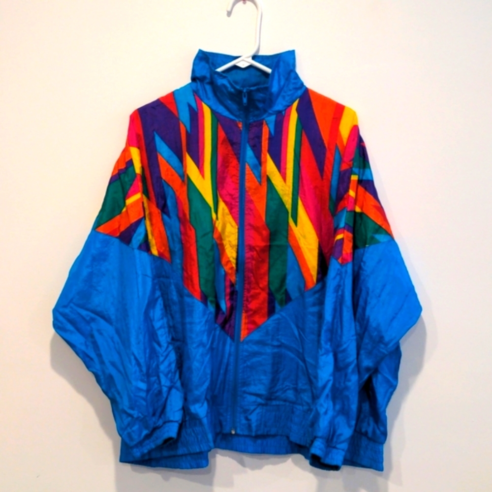 Vintage 1980s Laura Katherine Multi-Color Windbreaker